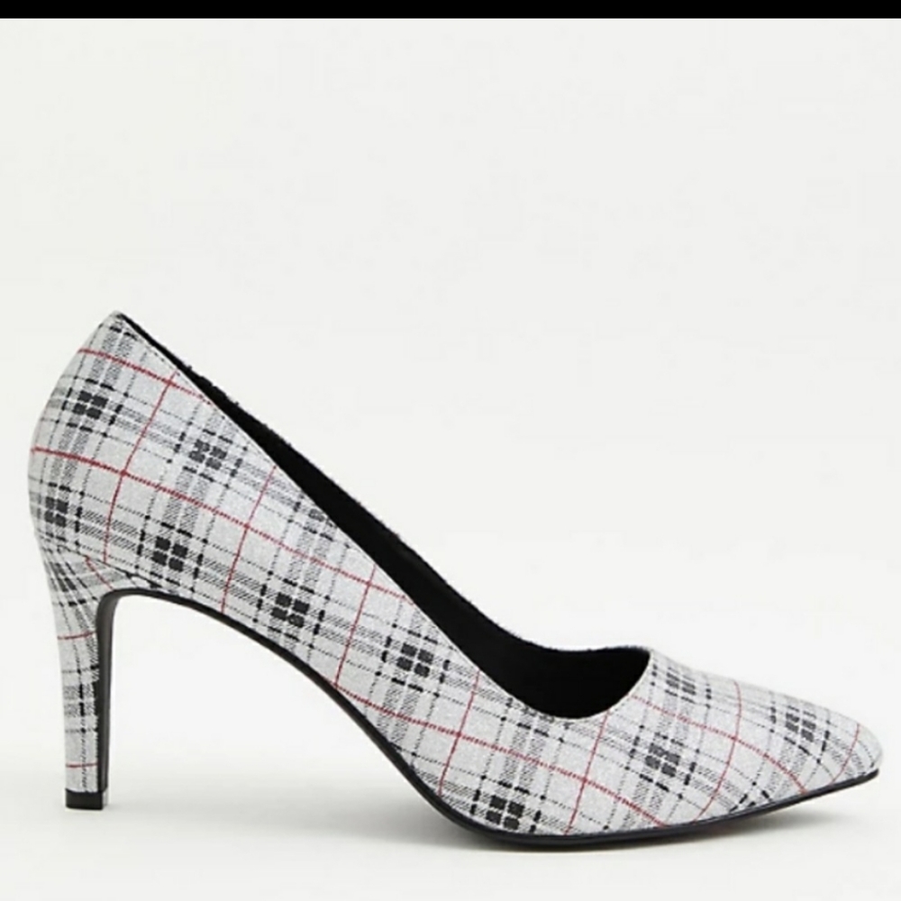 Torrid Plaid Sparkle Pointed Toe Pumps Wide 10